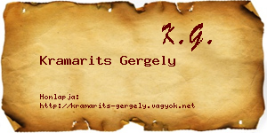 Kramarits Gergely névjegykártya